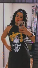 Vestido de verano Punk de manga corta suelto, calavera, abertura lateral