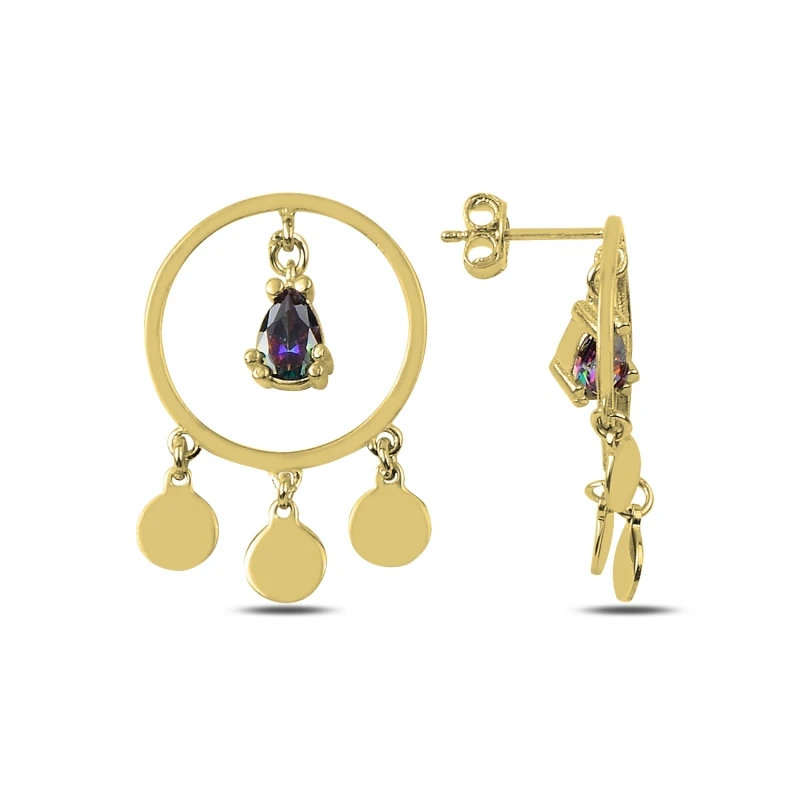 

Armagano Mystic Zircon Cubic Zirconia Drop and Sequin Ring Studded Earrings
