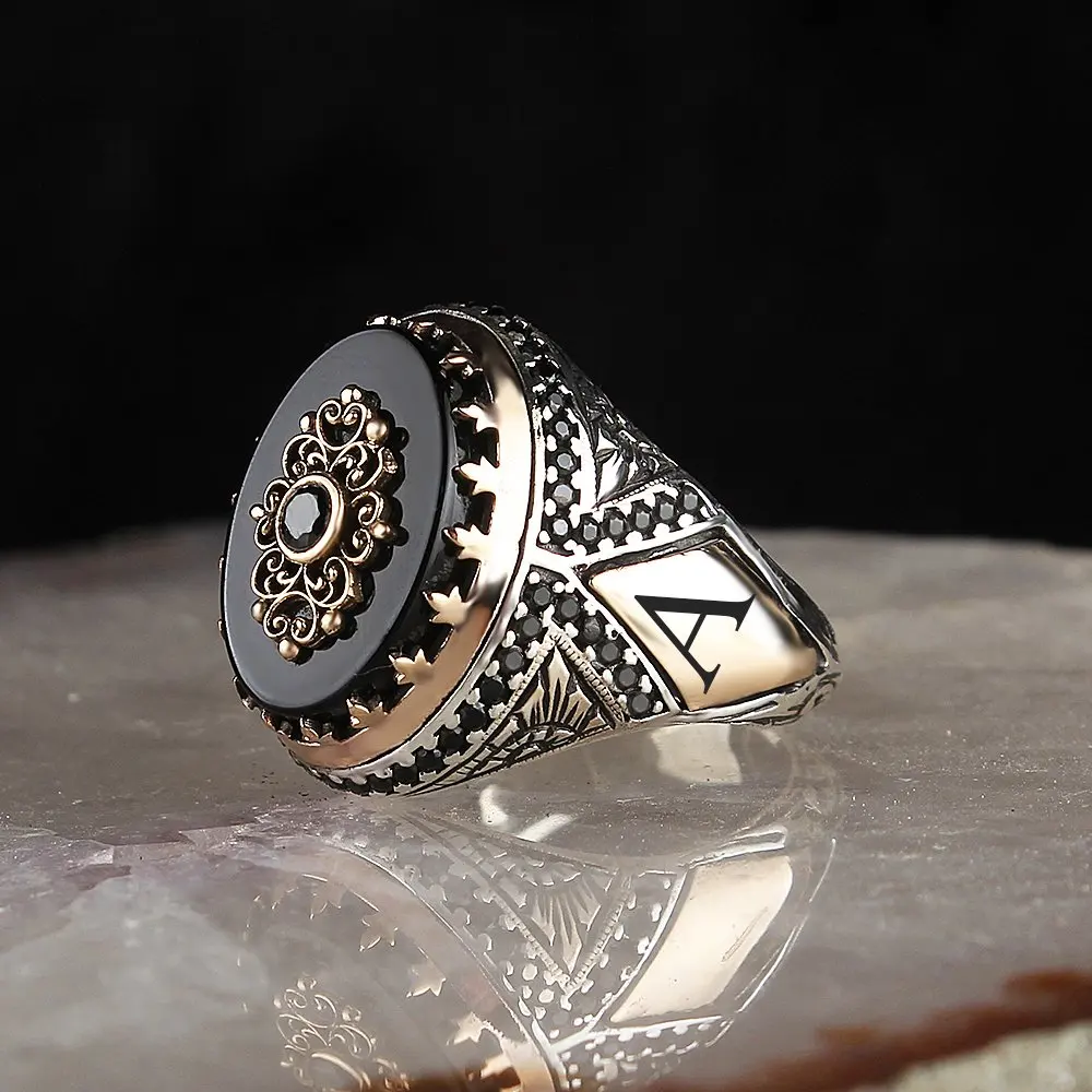 

Real Pure 925 Sterling silver ring real onyx stone hand made made in turkey luxury and trendy model vintage style model