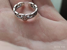 Color plateado antiguo Multi cadenas de cara sonriente y feliz anillo para las mujeres lindo Simple geométrico Smiley caras ajustable anillos A835