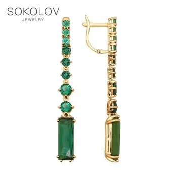 

Long drop earrings with stones SOKOLOV Gold quartz fashion jewelry gold 585 women's male, long earrings
