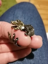 Anillos ajustables Kinitial para mujer, 1 Uds., color bronce antiguo, negro, cachorro de perro salchicha, Animal, 3D