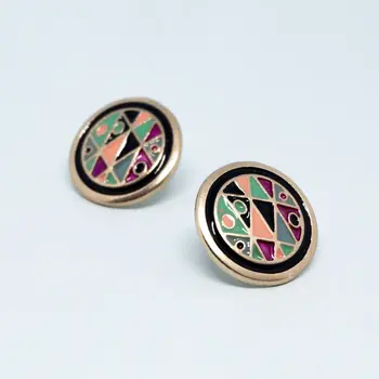 

Set of round stud earrings and pendant on a chain geometry Blue (52519)