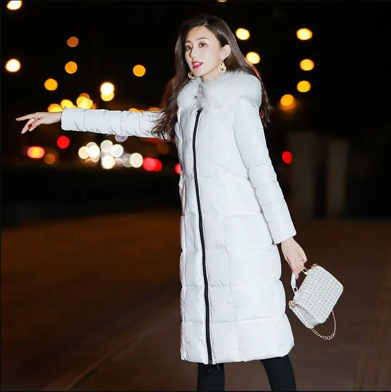 Дата hiver veste Женская мода solide fermeture erclair парка manteau genou-haut canard doudoune femmes epaissir верхняя одежда 4 couleur