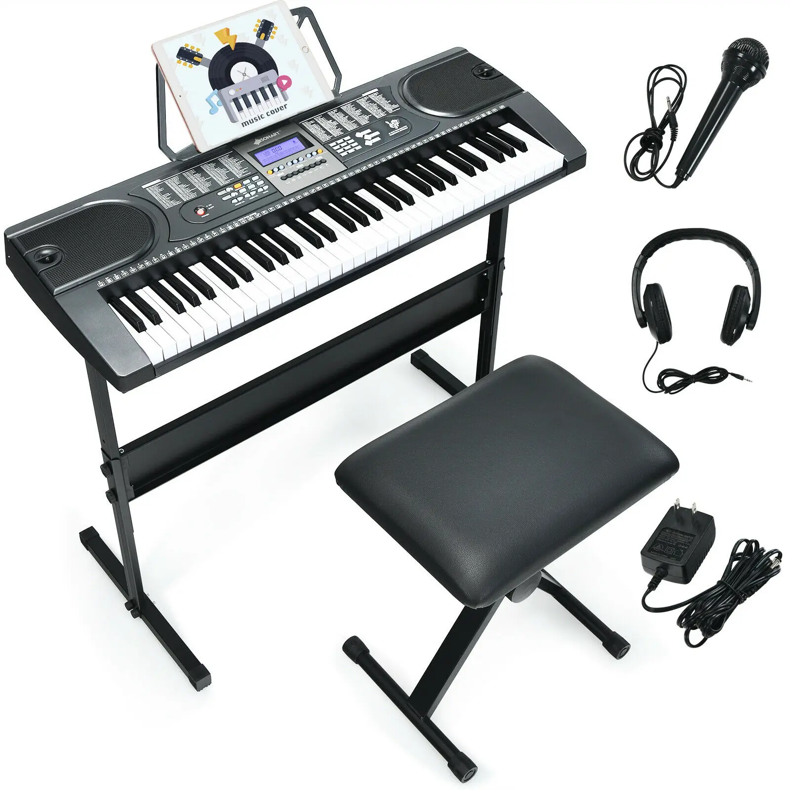 Sonart 61-Key Electronic Keyboard Piano Starter Set w/Stand Bench
