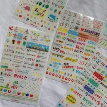 6 unidades/juego Kawaii, libro planificador de mercado de dibujo bonito, diario, decorar pegatinas de papelería, álbum de recortes transparente de PVC