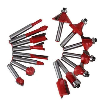 

15-Piece Set 1/4* Woodworking Milling Cutter Set Trimming Machine Woodworking Milling Tungsten Carbide Router Bits
