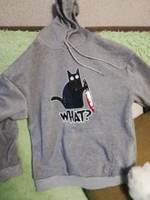 Sudadera con capucha para mujer, suéter pequeño negro con capucha de gato y cuchillo, de talla grande, sudadera estética para mujer, moda de invierno