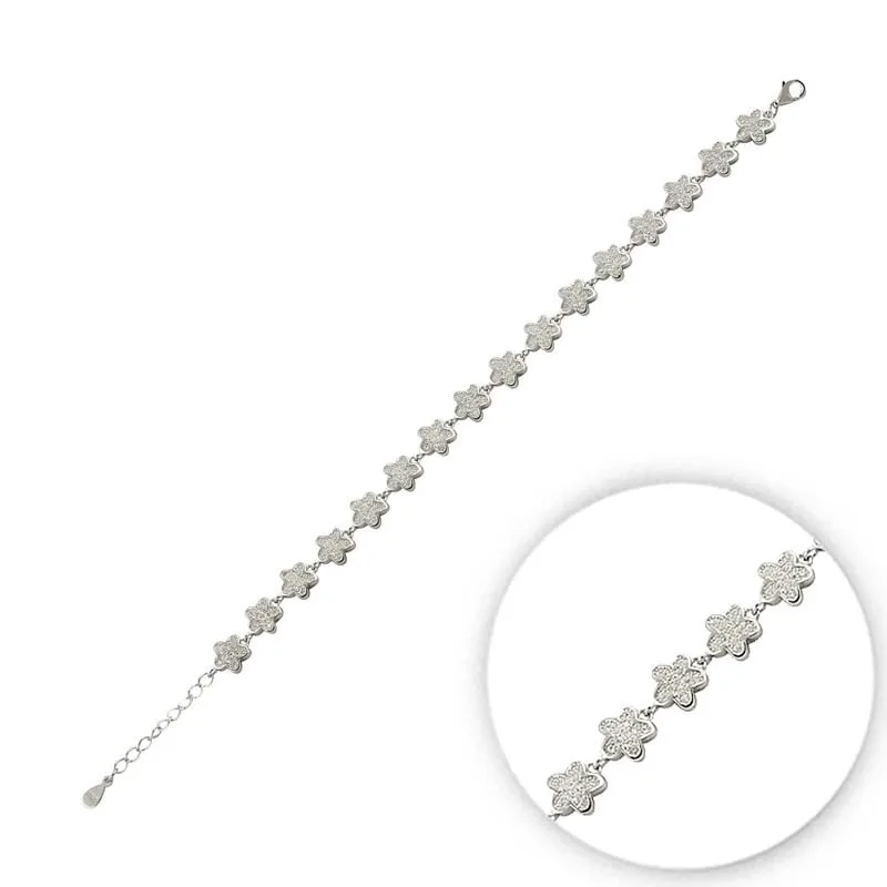 

Silver 925 Sterling Zircon Stone Flower Bracelet