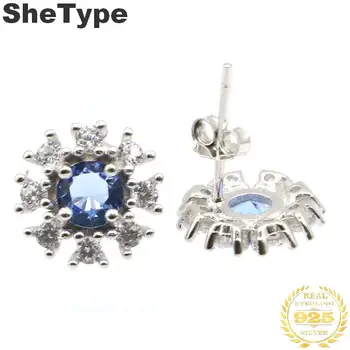 

11x11mm Romantic 1.9g Created Violet Tanzanite Starlight CZ 925 Solid Sterling Silver Stud Earrings