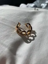 Anillo con forma de cadena chapado en oro, 7mm de ancho, Vintage, gótico, grueso, Midi, joyas antiguas, accesorio