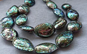 

Genuine Abalone Paua Shell Puff Oval Egg Shape Size 22x35mm 35x50mm 40x65mm Full strand 16inch