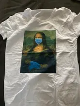 Female Mask Graphic t-Shirt 90s-Tshirt Funny Mona Lisa Vintage Korean Women Top-Tees