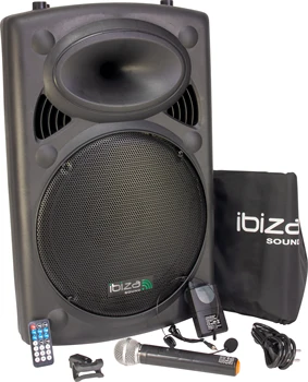 

”SOUND LAPTOP AUTONOMO DE 15 SYSTEM/38 CM WITH USB-MP3, REC, VOX, BLUETOOTH, 2 MICROPHONE VHF-IBIZA SOUND