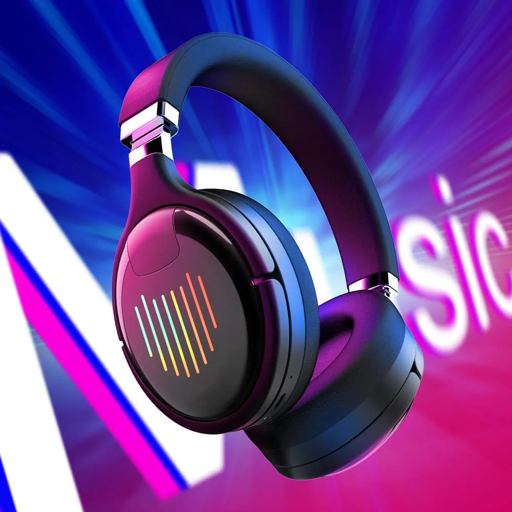 Цветной светодиодный светильник беспроводные наушники Bluetooth с микрофоном 3D