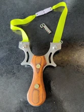 Tirachinas de acero inoxidable para caza potente, honda de cuero plano y madera maciza de alta precisión para exteriores y competición