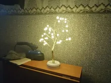 Night-Light Table-Lamp Battery-Operated Bedside Copper-Wire Tree Bedroom Home-Decoration