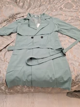 FTLZZ-abrigo de trenca lisa con doble botonadura para mujer, elegante, para otoño e invierno, con cinturón, Estilo Vintage