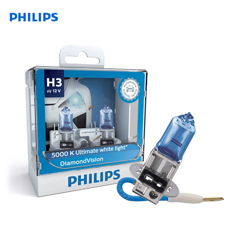 Philips Передний противотуманный свет для H3 Diamond Vision 2шт 12336DVS2 автомобиль головное освещение примерка