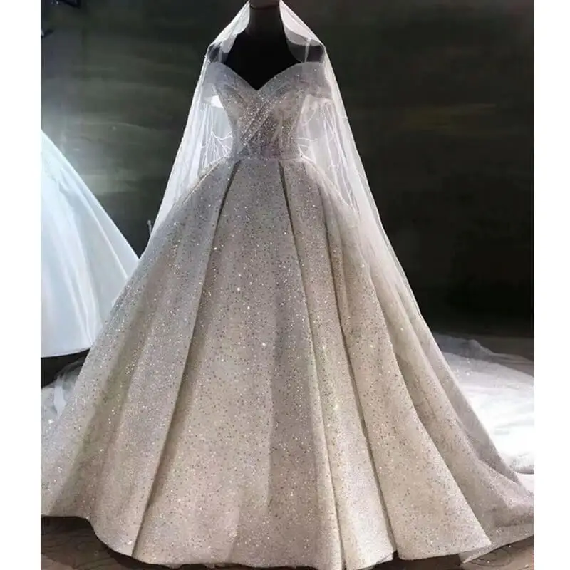 Vestidos De Novia, роскошное бальное платье, свадебное платье, вырез в виде сердца, короткие рукава, шнуровка сзади, свадебное платье для невесты