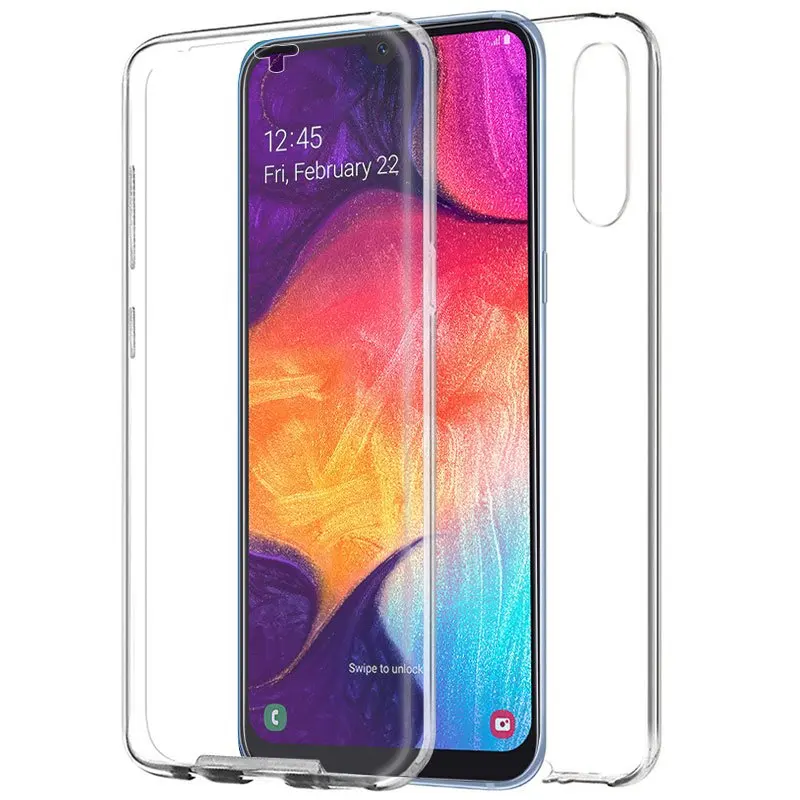 Чехол-подставка из чистого поликарбоната+ ТПУ с полным корпусом 360 для samsung Galaxy A50 Передняя и задняя двойная 3D