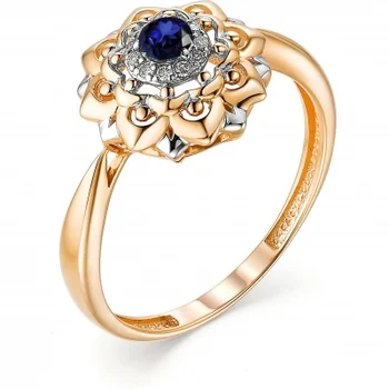 

Alcor ring with sapphire and diamonds in red gold