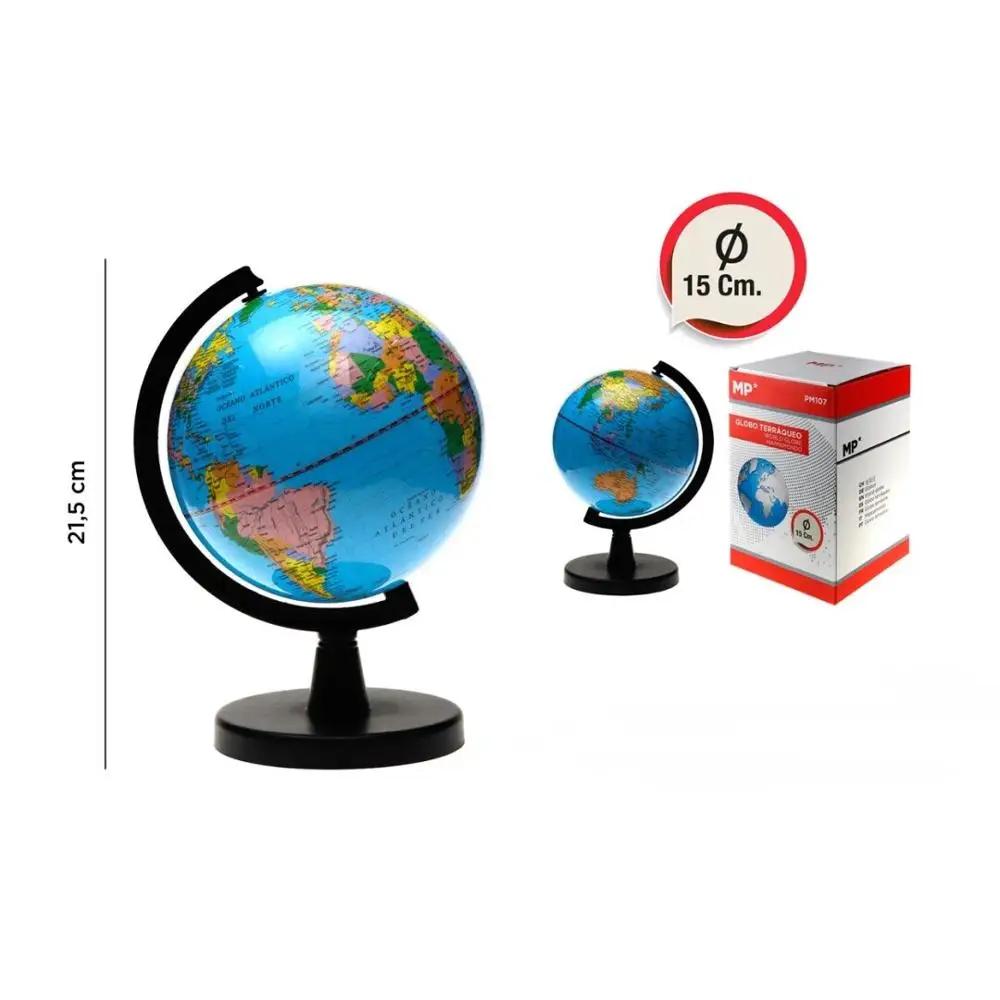 Globe terracean world map spherical planet Earth in Spanish educational Spanish didactical map in world sphere afbeelding