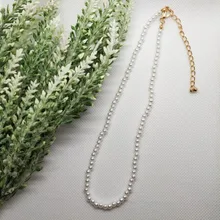 Collar con colgante de concha de amor para mujer, gargantilla de cadena de perlas Simple de 6MM de estilo Vintage, joyería de moda al por mayor