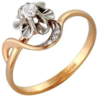 

Master brilliant flower ring with 4 red gold diamonds