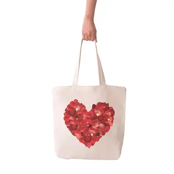 

Angemiel Bag Big Roses Printed Heart Shopping Beach Tote Bag