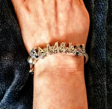 PANDACH-Colgante de Plata de Ley 925 auténtica con letra de alfabeto, abalorio de nombre de A-Z, apto para pulsera Pandora Original, joyería CMC030, 100%