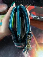 Cartera pequeña de cuero con cera de aceite para mujer, billetera pequeña de alta calidad con cremallera y broche, tarjetero