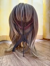 LOUIS FERRE marrón Bob pelucas con flequillo medianas de onda sintético Peluca de pelo para las mujeres resistente al calor peluca Lolita Cosplay