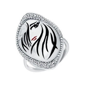 

Silver ring with enamel and cubic zirconium sunlight sample 925
