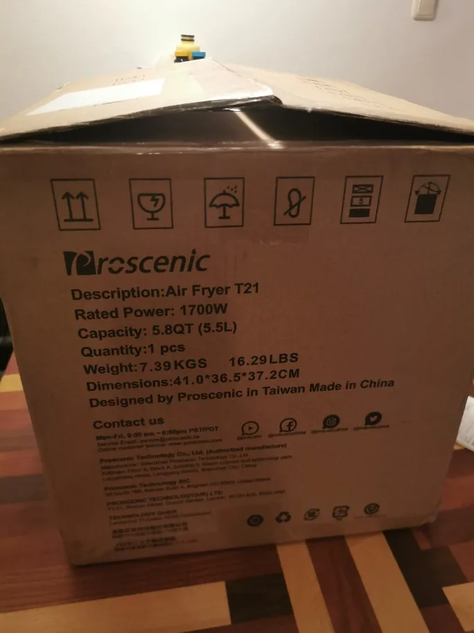Отзыв о товаре Фритюрница Proscenic T21, л, с сенсорной панелью, управлением через приложение и голосовым управлением, антипригарная корзина, книга рецептов, без... от пользователя Покупатель 