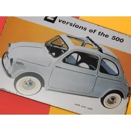 

FIAT veneer poster 500 Vintage Room wall decor plate, lounge, bar, garage