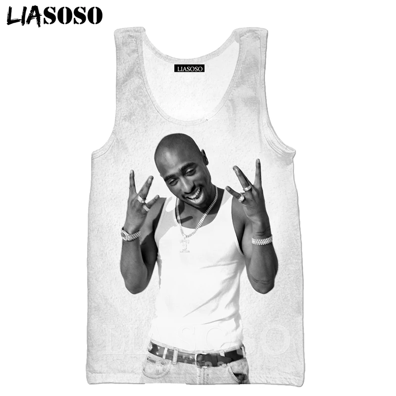 15 Рэппер 2Pac жилет LIASOSO лето для мужчин женщин Аниме Толстовка 3D принт О образным вырезом майка без рукавов хип хоп Уличный пуловер A295-3 - Цвет: 15