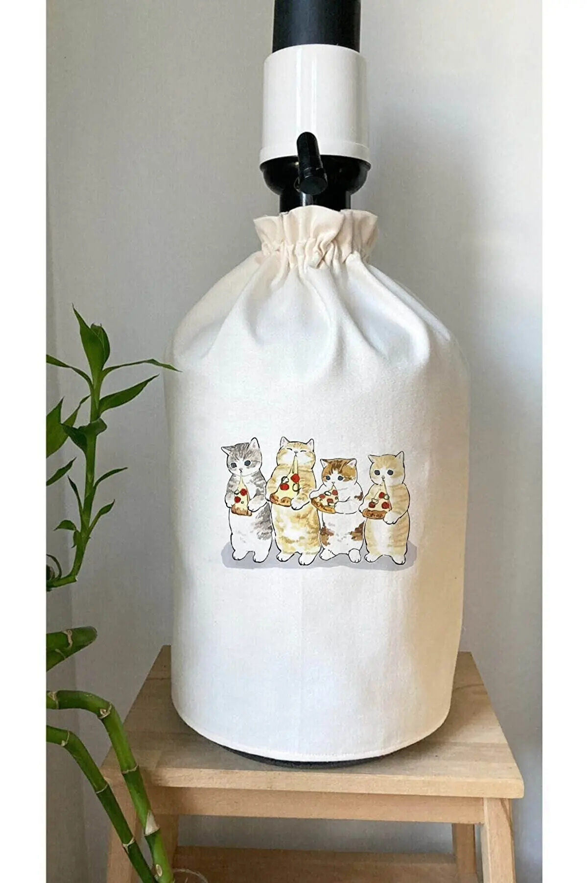 Stable Style Design Black Cream Linen Carboy Cover with Shirring Apparatus Carboy Cover Kitchen Design Water Storage C