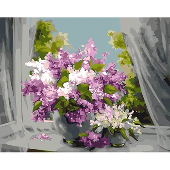 

Hs0148 set for drawing by numbers 'Bouquet of lilac on the ocne' 40*50 cm
