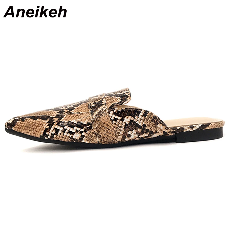 Aneikeh; летние туфли на плоской подошве; женские сандалии; шлепанцы; женские шлепанцы без застежки с острым носком; уличные тапочки; женская обувь на плоской подошве