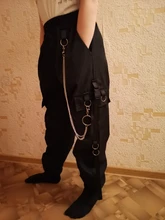 Pantalones Cargo informales para mujer, pantalón holgado de cintura alta, color negro, estilo coreano, con cinta, envío directo