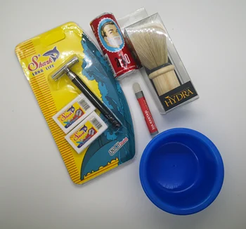

beard shaving set soap razor machine first aid goods plastic bowl
