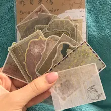 Paper-Sticker Stamp Label Scrapbooking Journal-Decoration Bullet Ticket-Plant Retro Golden