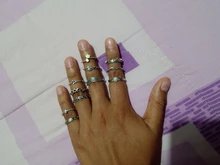 Doocna antiguo estrella plateada anillo de cristal flor anillo Punk tallada nudillo Anillos, Anillos para las mujeres 11 unids/set 4622