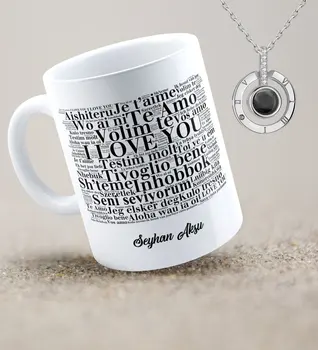 

Personalized 100 Languages I Love You Necklace and Mug Set-1