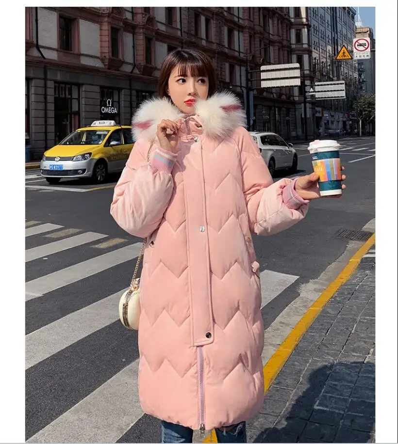 Nouveaux, манто surdimensionnés épais veste d'hiver женщины с capuche col RU fourrure ИСП le bas \ coton манто, Длинное нарядное платье veste Фе