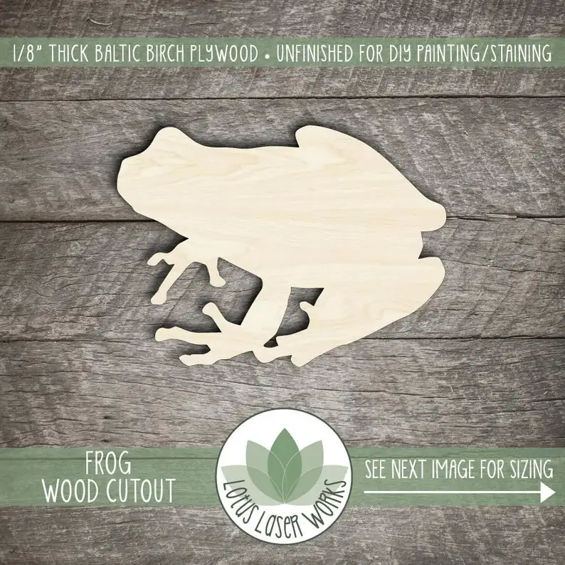 

Wood Frog Laser Cut Shape, DIY Craft Supplies, Many Size Options, Wood Frog Cut Out, Kid Room Wall Decor, Blank Wood Shapes