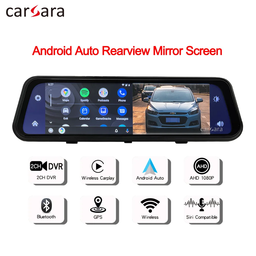 Car Oem Carplay Display Rearview Mirror Screen Dashcam Dvr Recorder