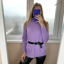 Sweater Pullovers Mock-Neck Beige Purple Winter Green 8-Colors High-Quality Women C-232