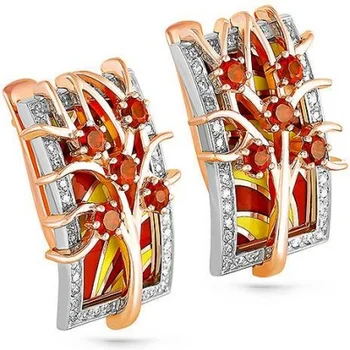 

Kabarovsky earrings with garnet and diamonds in red gold